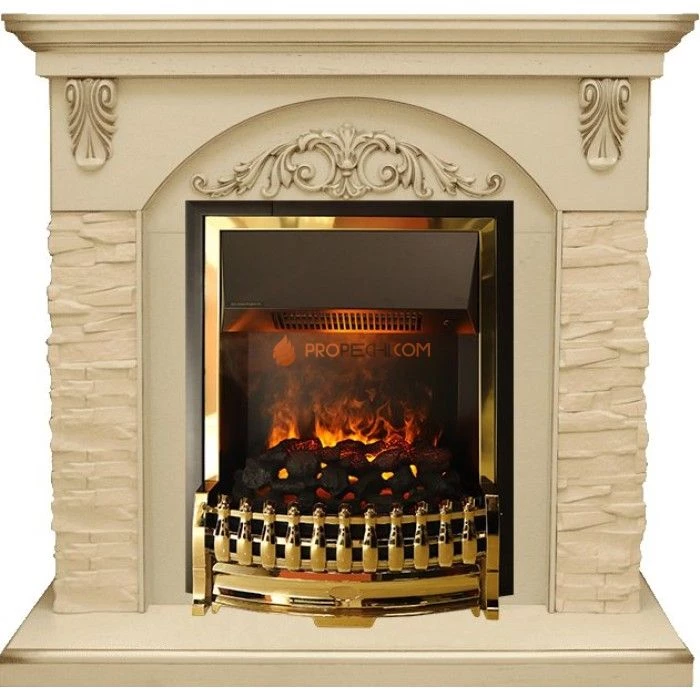 Каминокомплект Dimplex Bern Сланец крупный бежевый / Алебастр темная патина с очагом Atherton