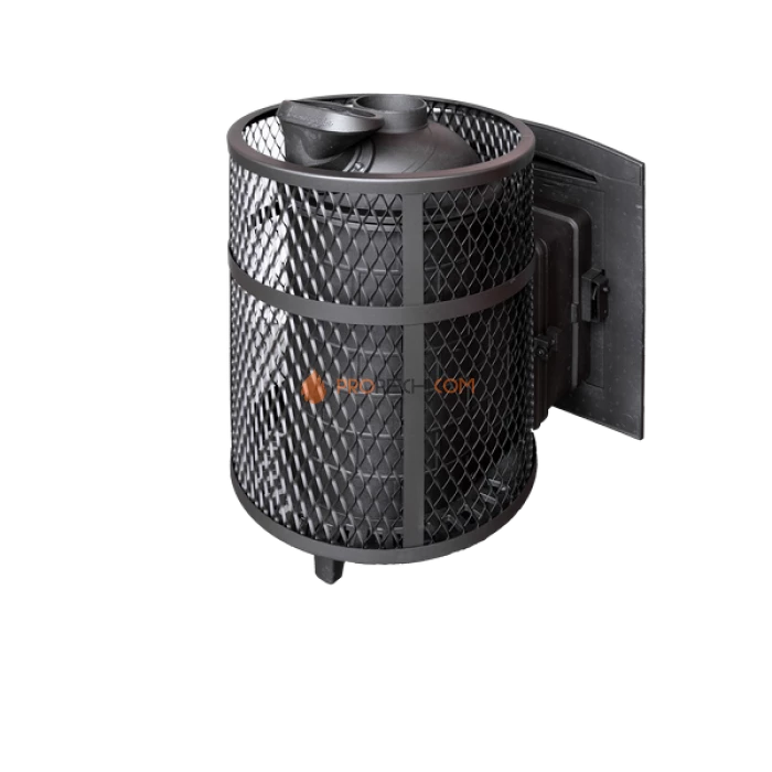 Чугунная печь для бани Атмосфера с сеткой из нержавейки до 22 м³