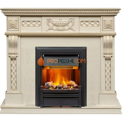 Каминокомплект Dimplex Corsica - Слоновая кость с патиной (Ширина 1100) с очагом Brookline Black