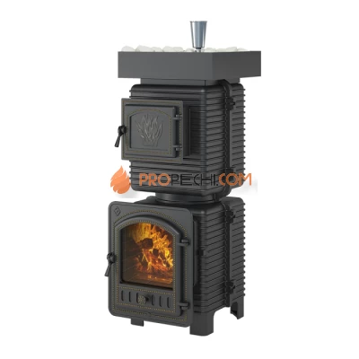 Чугунная печь для бани Эверест Легкий пар Профи под обкладку Б/В (по серому)