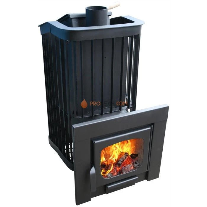 Дровяная печь для бани Варвара Терма Каменка Мини Панорамная дверь