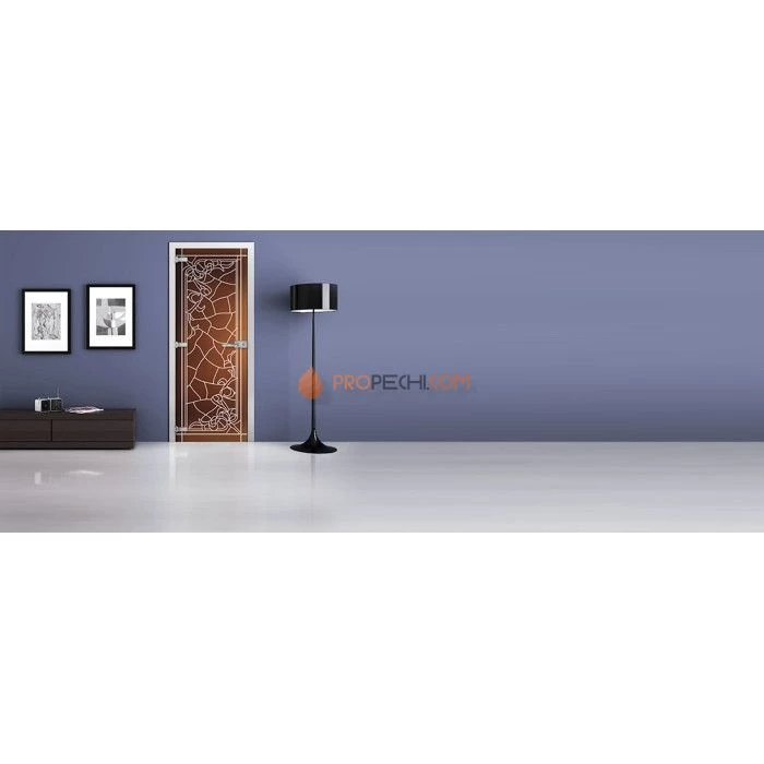 Стеклянная межкомнатная дверь DoorWood с рисунком MG-18 Бронза матовая, 2000х800 мм