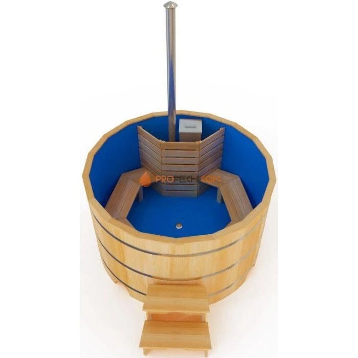 Фурако круглая НКЗ PREMIUM из кедра, с пластиковой вставкой, диаметр 180 см, высота 120 см (встроенная печь)