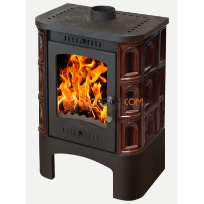 Печь-камин ЭкоКамин Бавария коричневая Арка с плитой