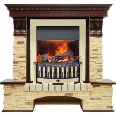 Каминокомплект Dimplex Pierre Luxe - Темный дуб / Сланец (Высота 1005мм) с очагом Danville Brass FB2