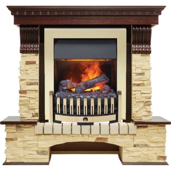 Каминокомплект Dimplex Pierre Luxe угловой - Темный дуб / Сланец (Высота 1005мм) с очагом Danville Brass FB2