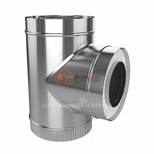 Сэндвич-тройник 180/250, угол 90*, нерж. 439 (0,5)/439 (0,5)