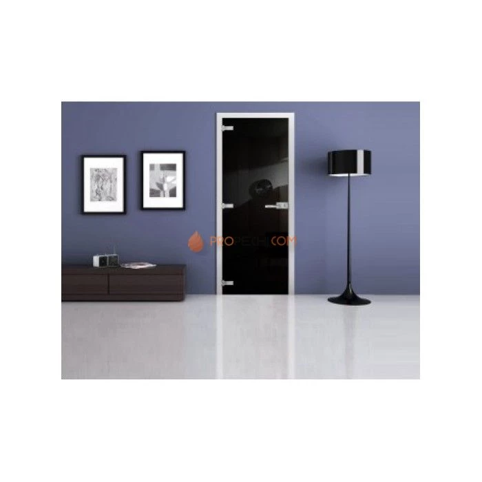 Стеклянная межкомнатная дверь DoorWood с фотопечатью Ral 9005, 2000х600 мм