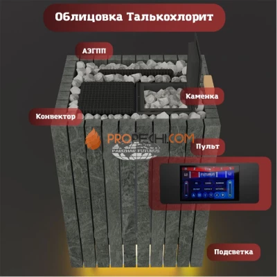 Электрическая печь Инжкомцентр ВВД ПАРиЖАР Футурус 10 кВт / 380 В (талькохлорит), паротермальная