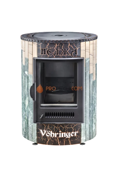 Печь-камин Ферингер Нелжа Змеевик + "Окаменевшее дерево"