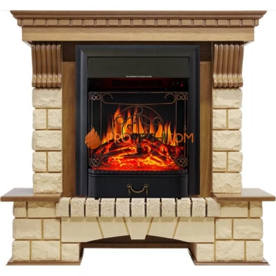 Каминокомплект Royal Flame Pierre Luxe - Дуб / Шампань с очагом Majestic FX Black
