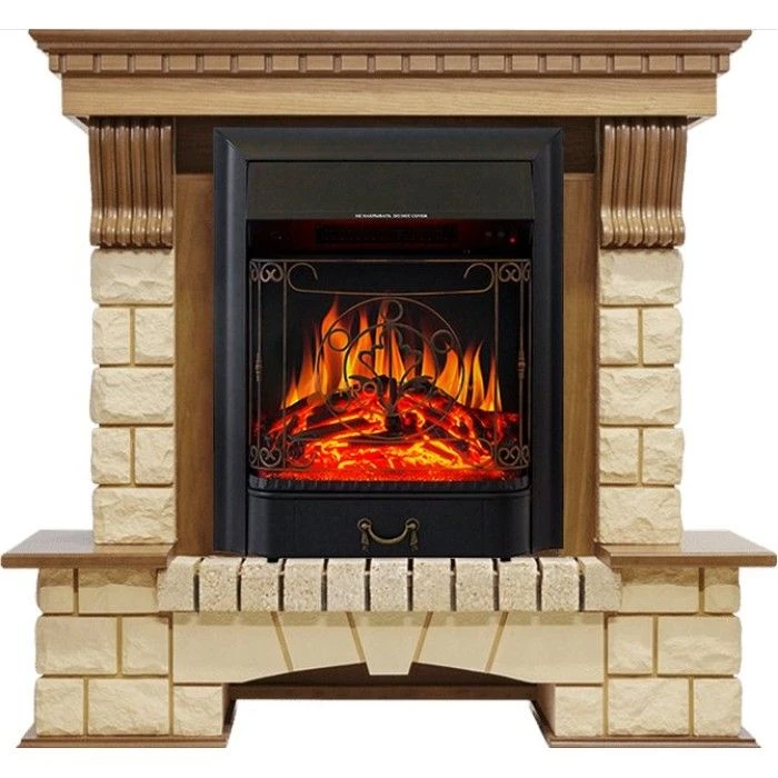 Каминокомплект Royal Flame Pierre Luxe - Дуб / Шампань с очагом Majestic FX Black