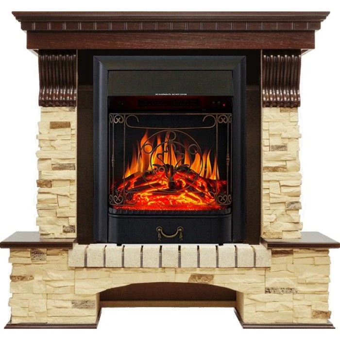 Каминокомплект Royal Flame Pierre Luxe - Темный дуб / Сланец с очагом Majestic FX Black