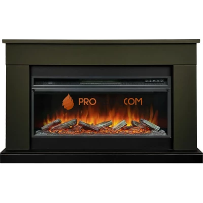 Каминокомплект Royal Flame Bergen (Разборный) - Темная олива (Ширина 1370 мм) с очагом Vision 42 LOG LED