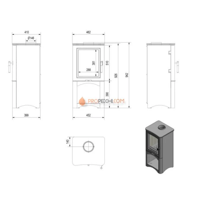 Печь-камин Kratki Koza/K5/S/W