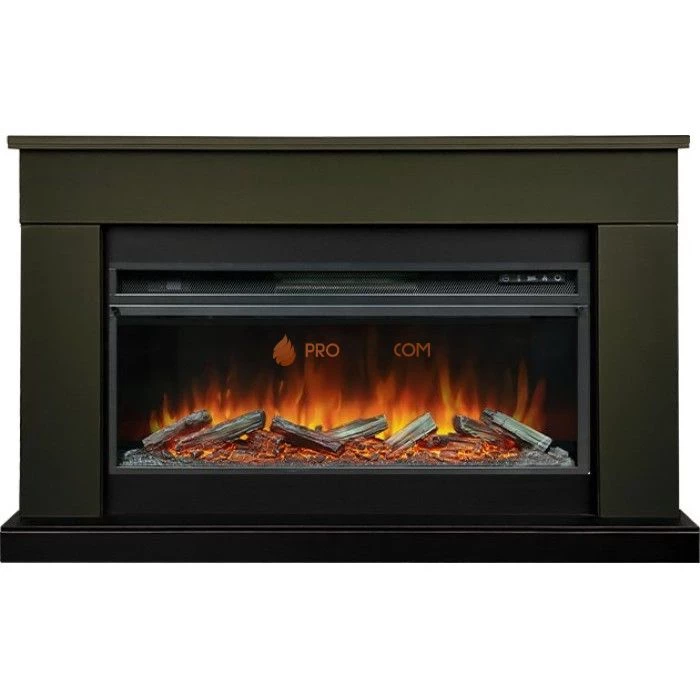 Каминокомплект Royal Flame Bergen (Разборный) - Темная олива (Ширина 1370 мм) с очагом Vision 42 LOG LED