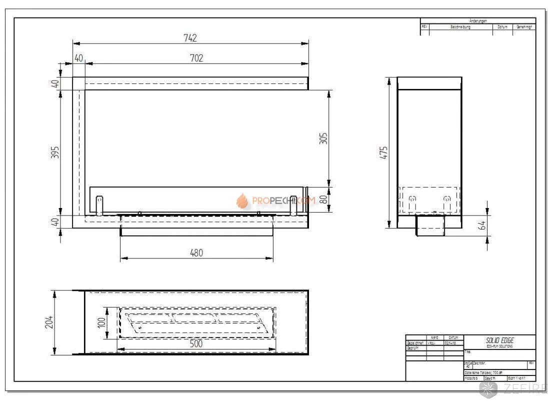 Биокамин торцевой сквозной Zefire Standart 700