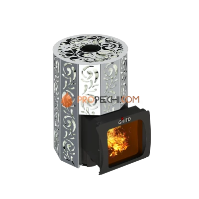Дровяная печь для бани Grill’D Violet Steel Short Window Max (Камень колотый 100 кг)