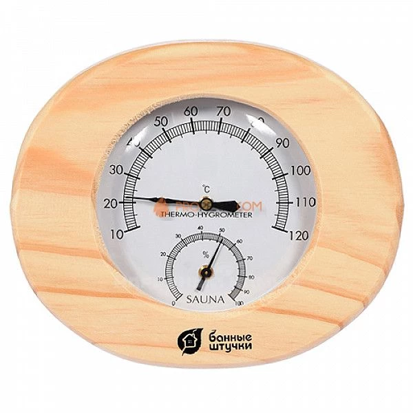 Термометр с гигрометром Банные штучки "Банная станция овальная"