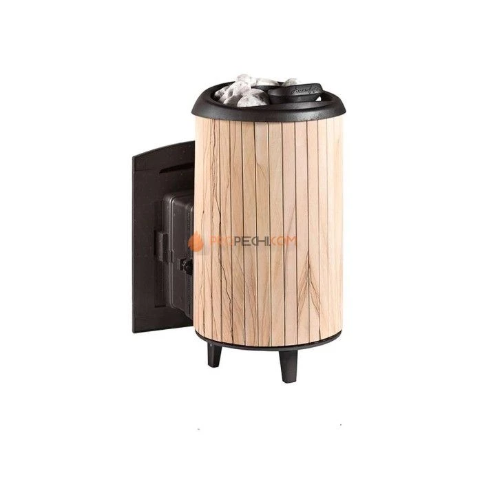 Чугунная печь для бани Атмосфера L ламели Окаменевшее дерево перенесенный рисунок