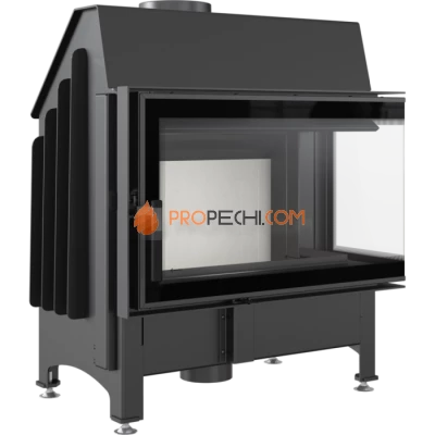 Каминная топка стальная Kratki Zibi/P/BS/DECO (угловое стекло справа) (11 кВт)