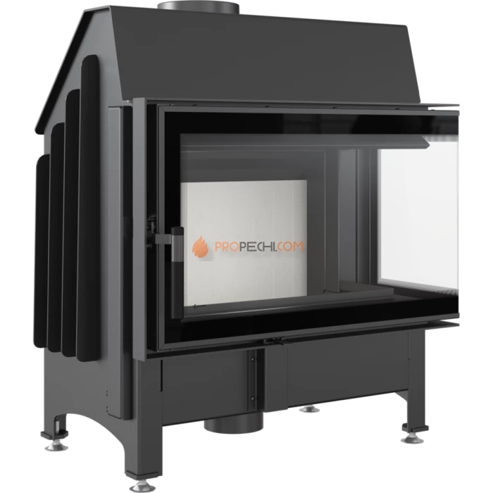 Каминная топка стальная Kratki Zibi/P/BS/DECO (угловое стекло справа) (11 кВт)