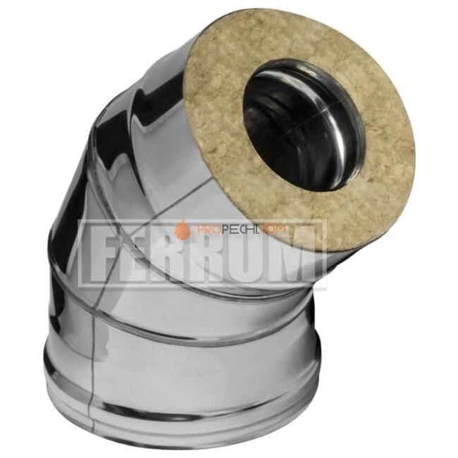 Сэндвич-колено 135° 430, 0.8 мм из нерж. Ø180х280