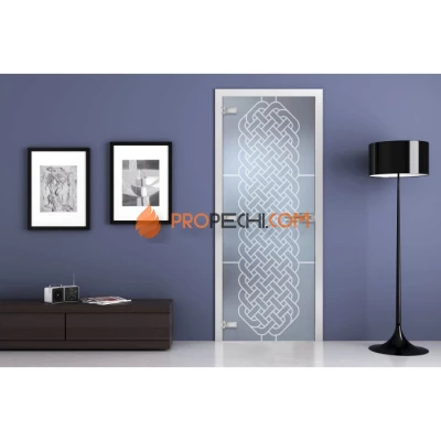 Стеклянная межкомнатная дверь DoorWood с рисунком MG-13 Матовая, 2000х600 мм