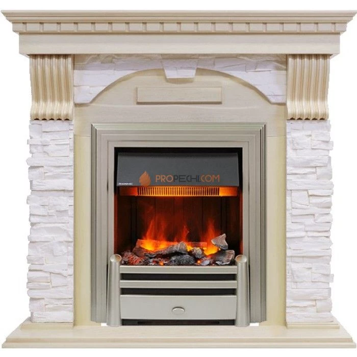 Каминокомплект Dimplex Dublin - Слоновая кость с патиной / Сланец крем с очагом Chesford