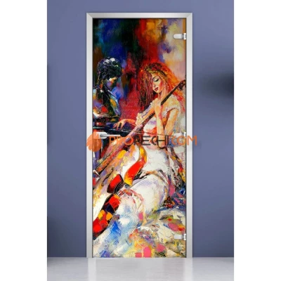 Стеклянная межкомнатная дверь DoorWood с фотопечатью Painting-15, 2000х700 мм