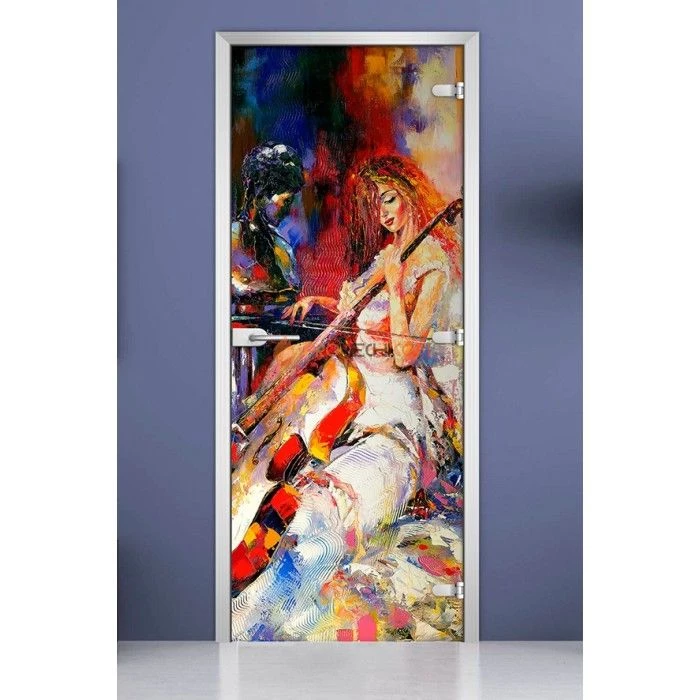 Стеклянная межкомнатная дверь DoorWood с фотопечатью Painting-15, 2000х700 мм