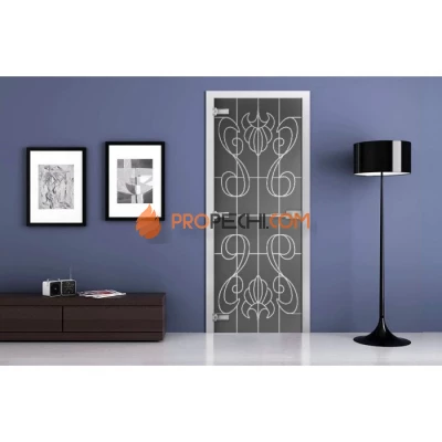 Стеклянная межкомнатная дверь DoorWood с рисунком MG-02 Графит, 2000х700 мм