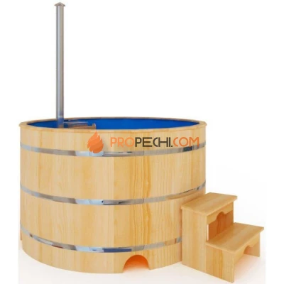 Фурако круглая НКЗ PREMIUM из кедра, с пластиковой вставкой, диаметр 180 см, высота 120 см (встроенная печь)