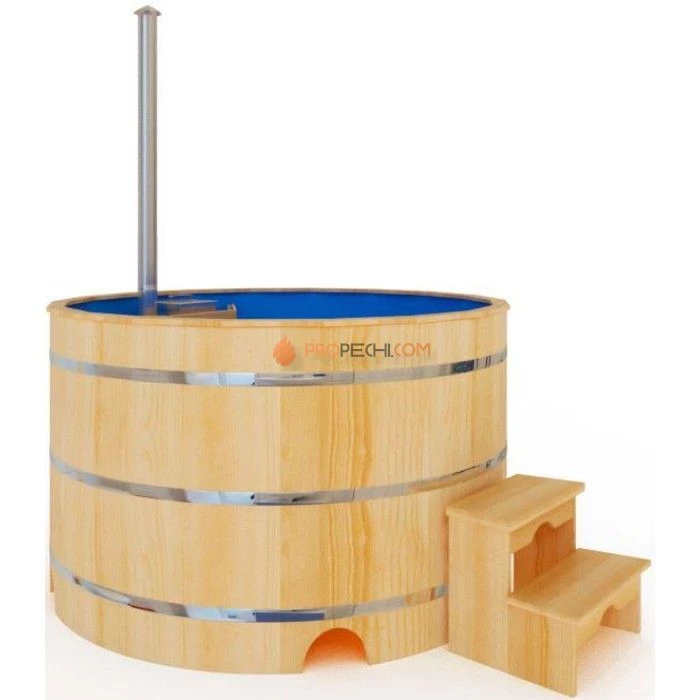 Фурако круглая НКЗ PREMIUM из кедра, с пластиковой вставкой, диаметр 180 см, высота 120 см (встроенная печь)