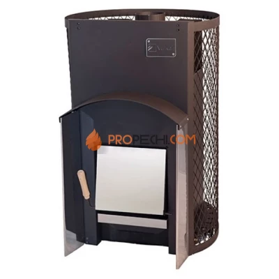 Дровяная печь для бани Вулкан Прометей 24 с сетчатым кожухом (стандарт)