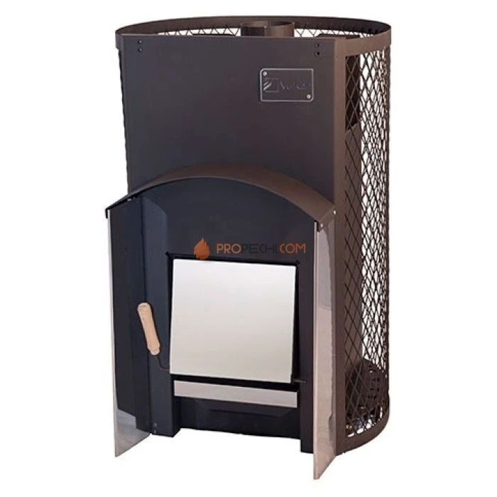 Дровяная печь для бани Вулкан Прометей 24 с сетчатым кожухом (стандарт)