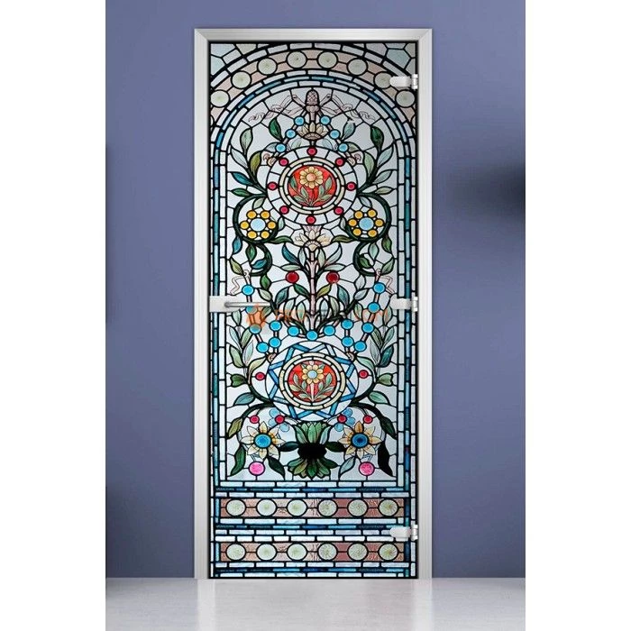 Стеклянная межкомнатная дверь DoorWood с фотопечатью Stained Glass-15, 2000х800 мм