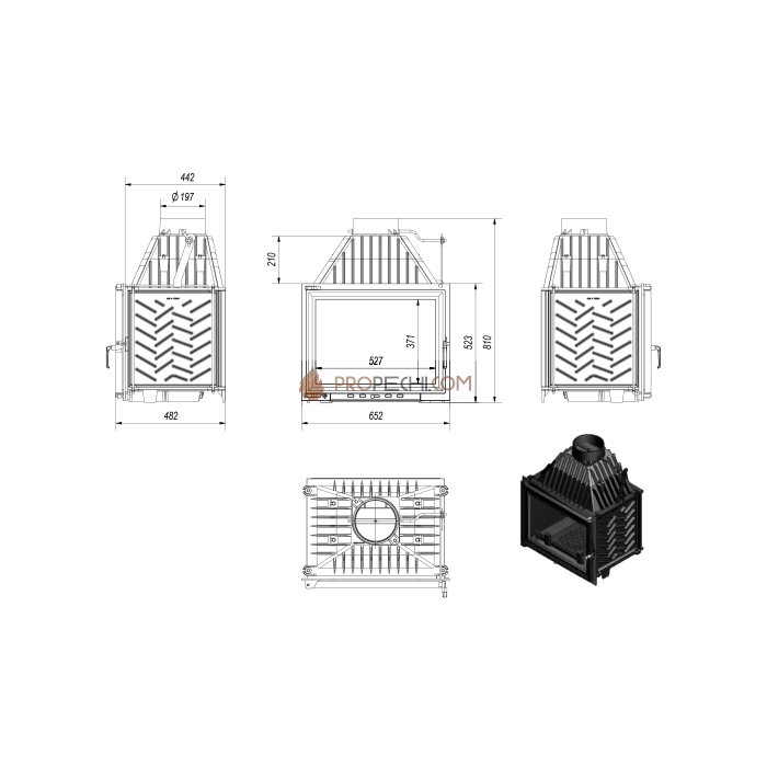 Каминная топка Kratki ZUZIA/PF (16 кВт)