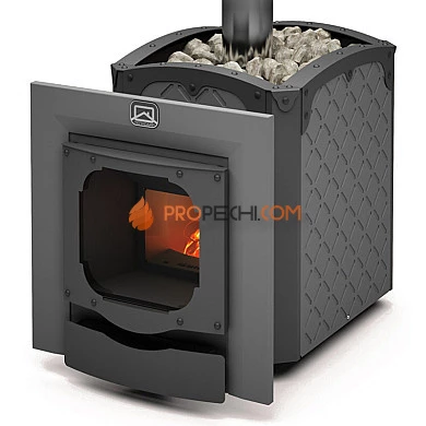 Дровяная печь для бани Теплодар Былина-18 Ч Панорама