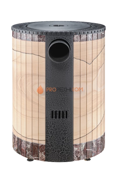 Печь-камин Ферингер "Окаменевшее дерево" перенесённый рисунок + Россо Леванте