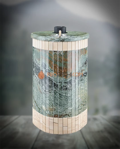 Банная печь Ферингер ПФ Оптима Жадеит перенесенный рисунок + Окаменевшее дерево