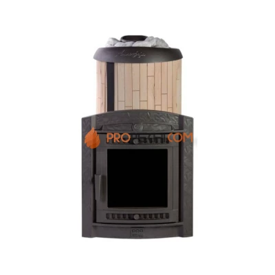 Чугунная печь для бани Атмосфера XL КТТ ламели Окаменевшее дерево наборные