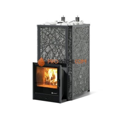 Дровяная печь для бани ИзиСтим Ялта 50 К/2024 в кожухе Модерн черный