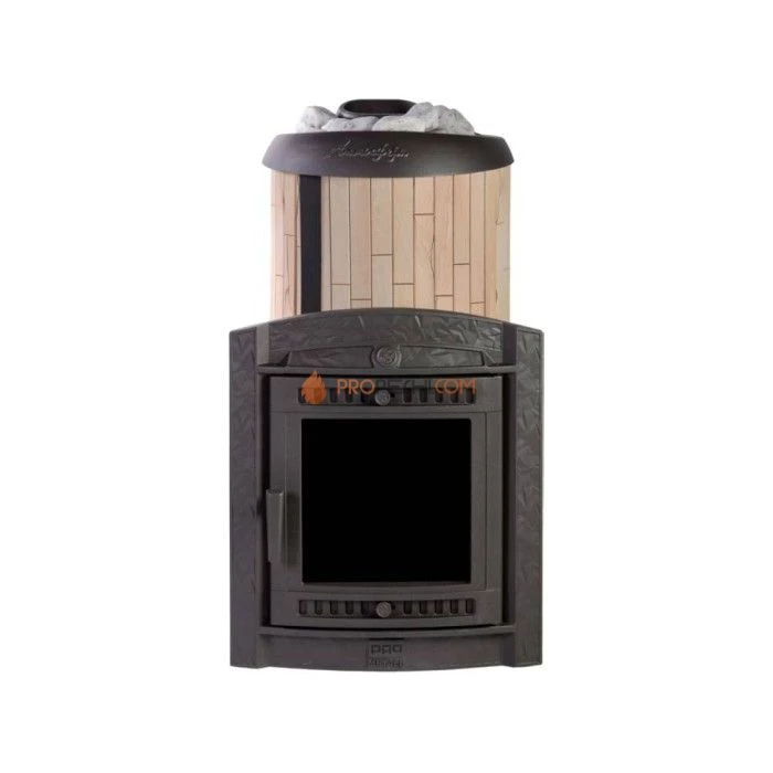 Чугунная печь для бани Атмосфера XL КТТ ламели Окаменевшее дерево наборные