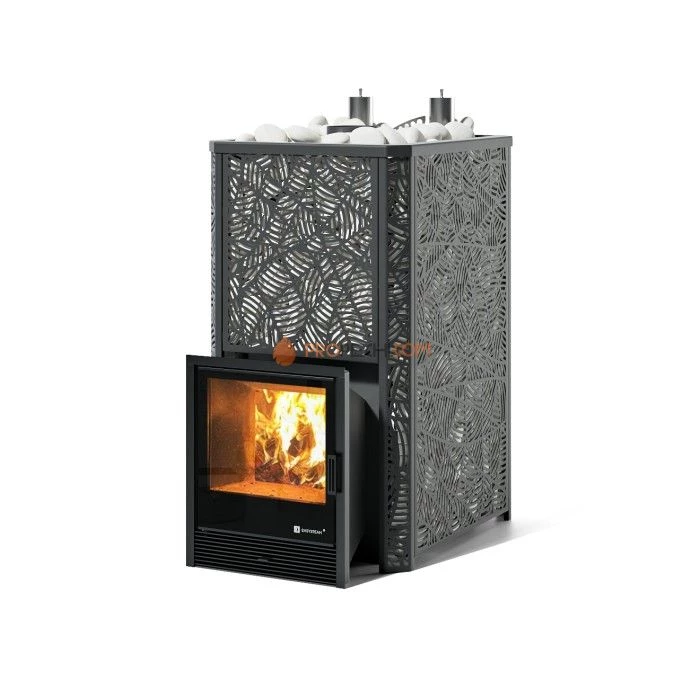 Дровяная печь для бани ИзиСтим Ялта 50 К/2024 в кожухе Модерн черный