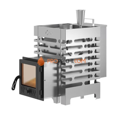 Дровяная печь для бани ASTON 12 INOX стекло АКВА