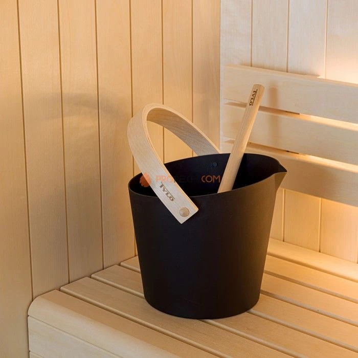 Набор аксессуаров Tylo Brilliant Black: бадья, ковш, песочные часы, термометр, гигрометр