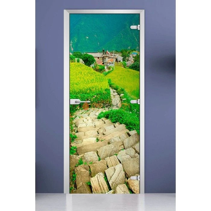 Стеклянная межкомнатная дверь DoorWood с фотопечатью Nature-09, 2000х600 мм