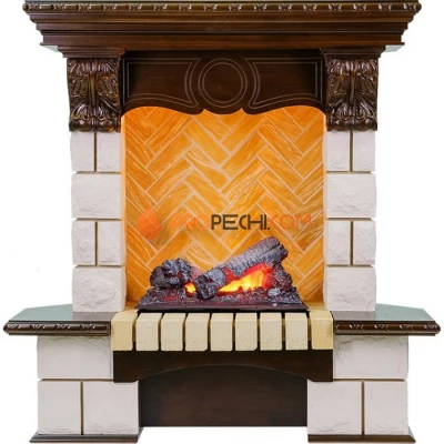 Каминокомплект Dimplex Pierre Luxe угловой - Темный дуб / Шампань (Высота 975мм) с очагом Cassette 400 NH