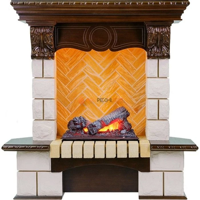 Каминокомплект Dimplex Pierre Luxe угловой - Темный дуб / Шампань (Высота 975мм) с очагом Cassette 400 NH